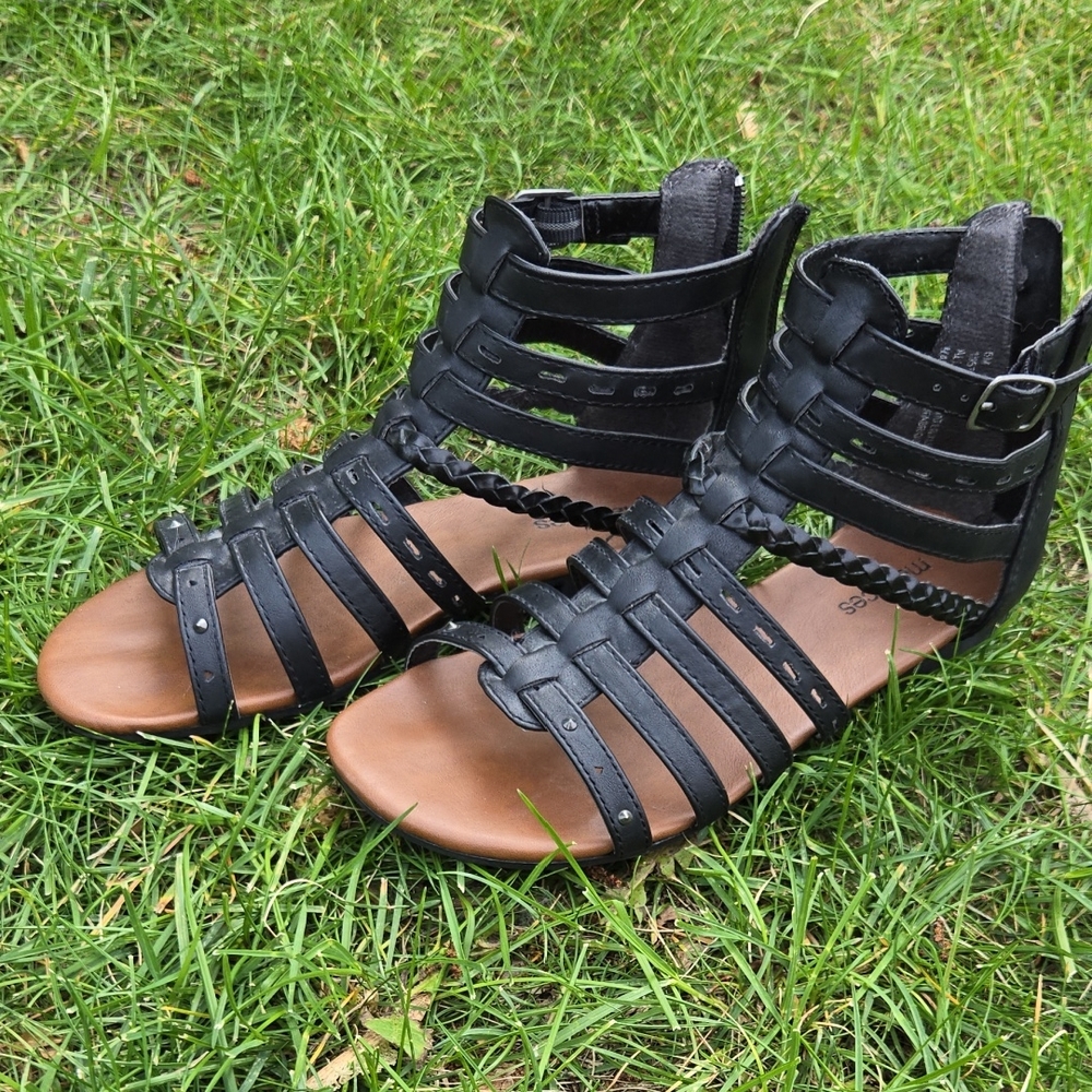 Black Gladiator Sandals with Brown Base